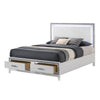 Full Size Bed, Panel Headboard, 2 Storage Drawers, White with Acrylic Inlay By Casagear Home