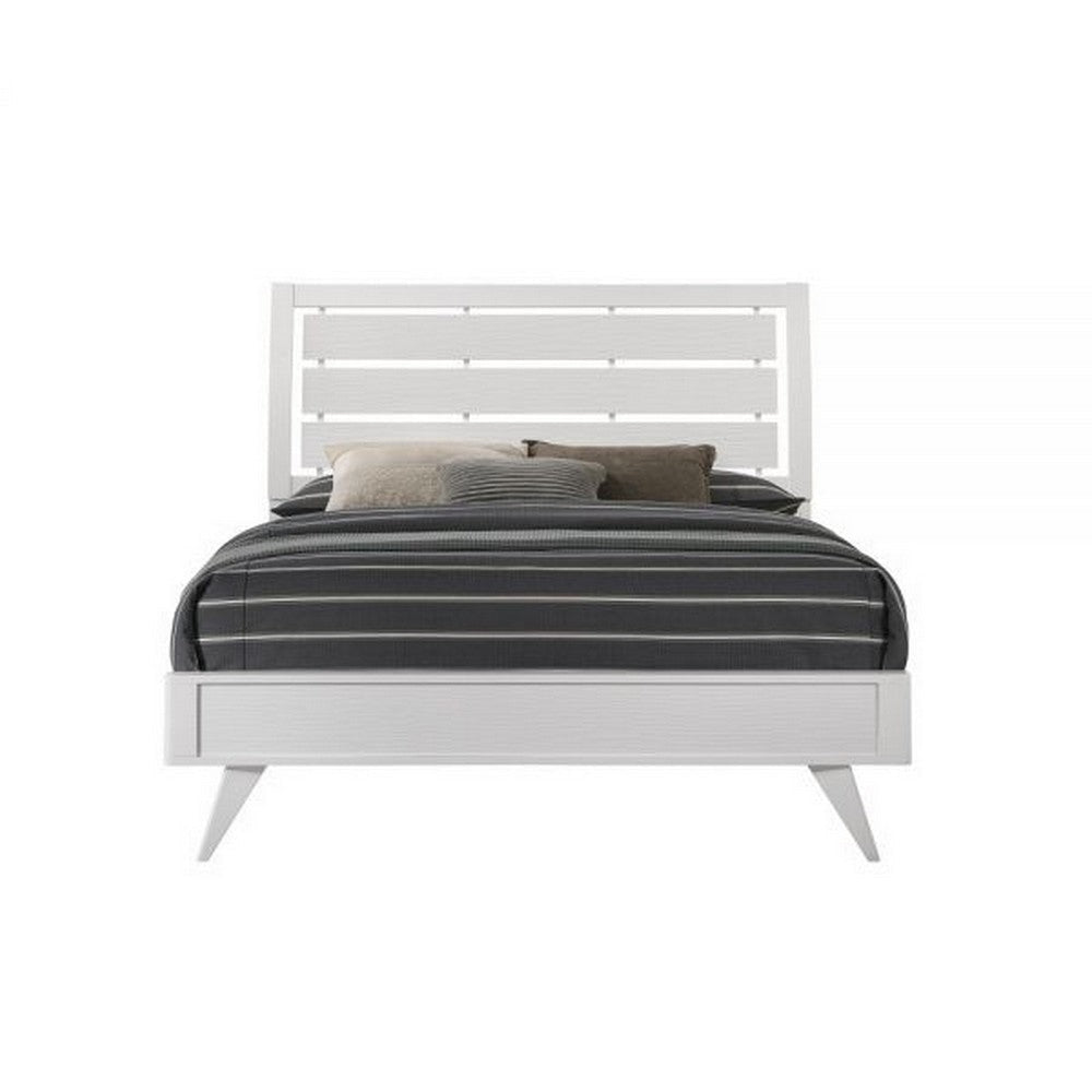 Siam King Size Bed Classic White Rubberwood Slatted Panel Headboard By Casagear Home BM309642