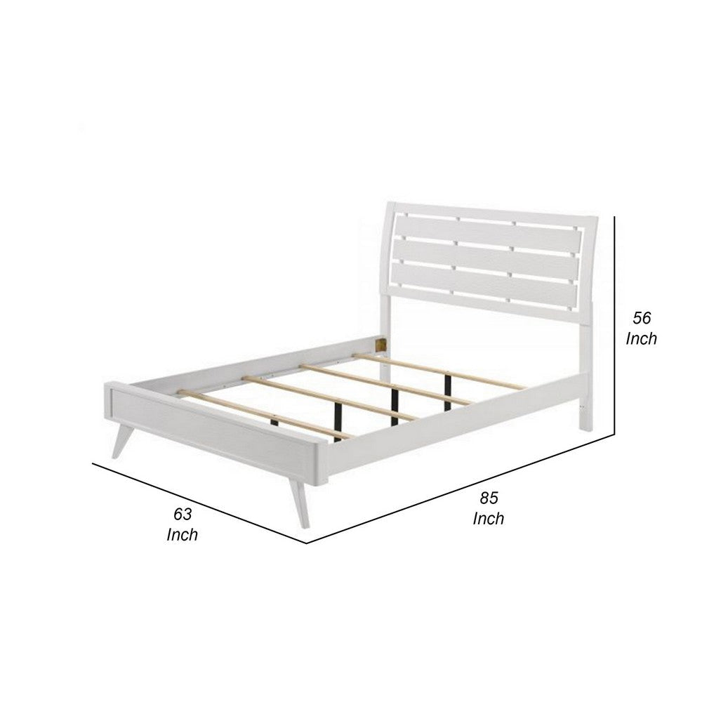 Siam Queen Size Bed Classic White Rubberwood Slatted Panel Headboard By Casagear Home BM309643