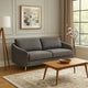 Nial 80 Inch Sofa, Linen Upholstery, Pine Wood, Smooth Gray, Gold Legs By Casagear Home
