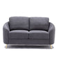 Nial 60 Inch Loveseat Linen Upholstery Pine Wood Smooth Gray Gold Legs By Casagear Home BM309646