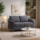Nial 60 Inch Loveseat, Linen Upholstery, Pine Wood, Smooth Gray, Gold Legs By Casagear Home