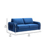 Wiena 79 Inch Sofa Velvet Upholstery Solid Pine Wood Blue and Chrome By Casagear Home BM309648