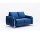 Wiena 59 Inch Loveseat Velvet Upholstery Solid Pine Wood Blue and Chrome By Casagear Home BM309649