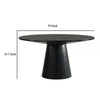 Fin 59 Inch Dining Table Round Surface Pedestal Base Rubberwood Black By Casagear Home BM309650