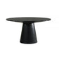 Fin 59 Inch Dining Table, Round Surface, Pedestal Base, Rubberwood, Black By Casagear Home