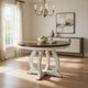 Siki 47 Inch Dining Table, Round Top, Rubberwood, Walnut and Antique White By Casagear Home
