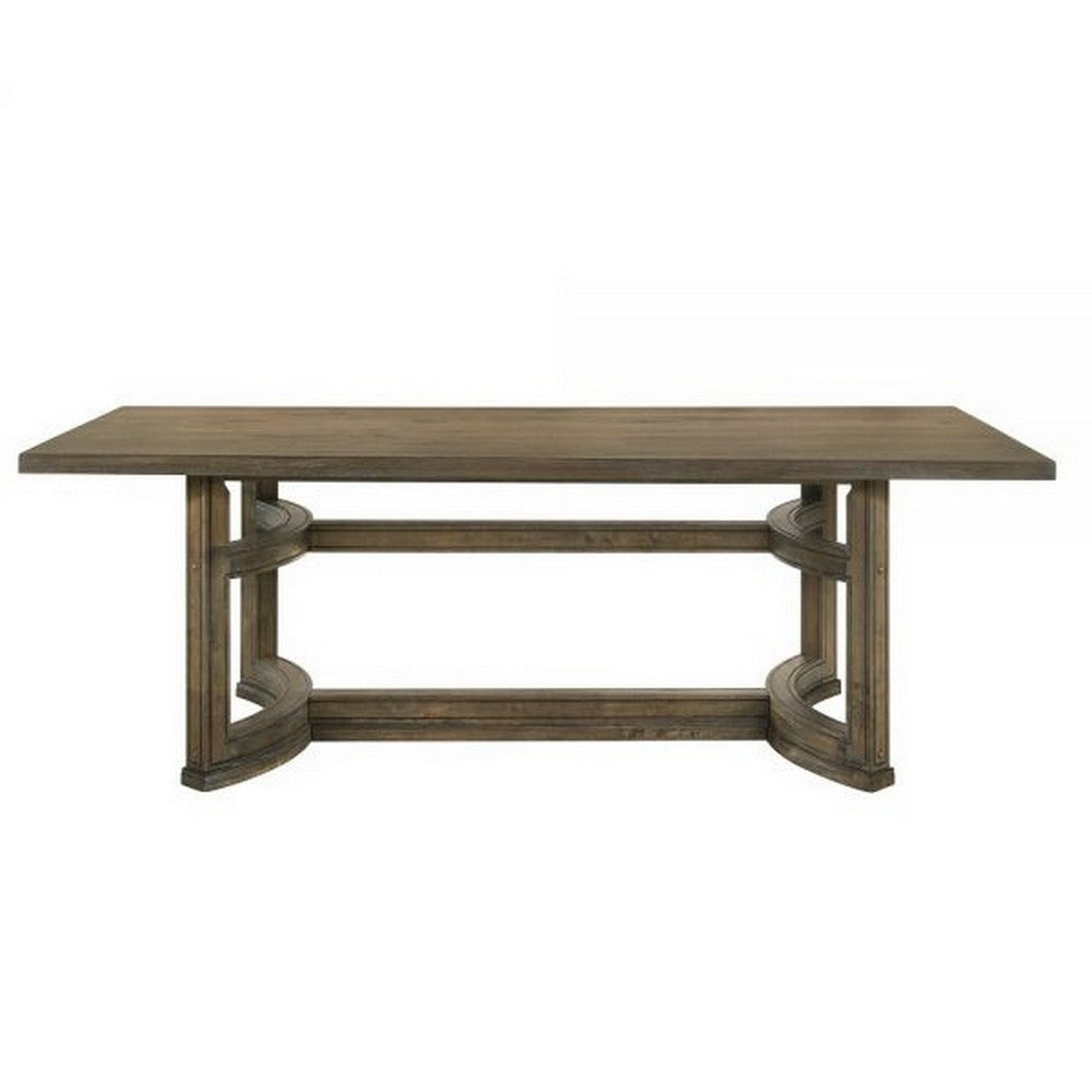 Stacy 88 Inch Dining Table, Rectangular Top, Rubberwood, Weathered Oak By Casagear Home