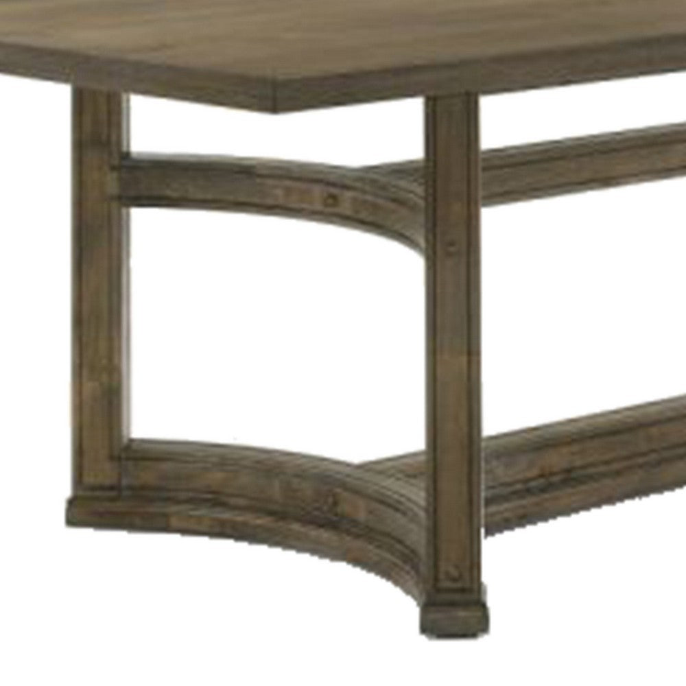Stacy 88 Inch Dining Table, Rectangular Top, Rubberwood, Weathered Oak By Casagear Home