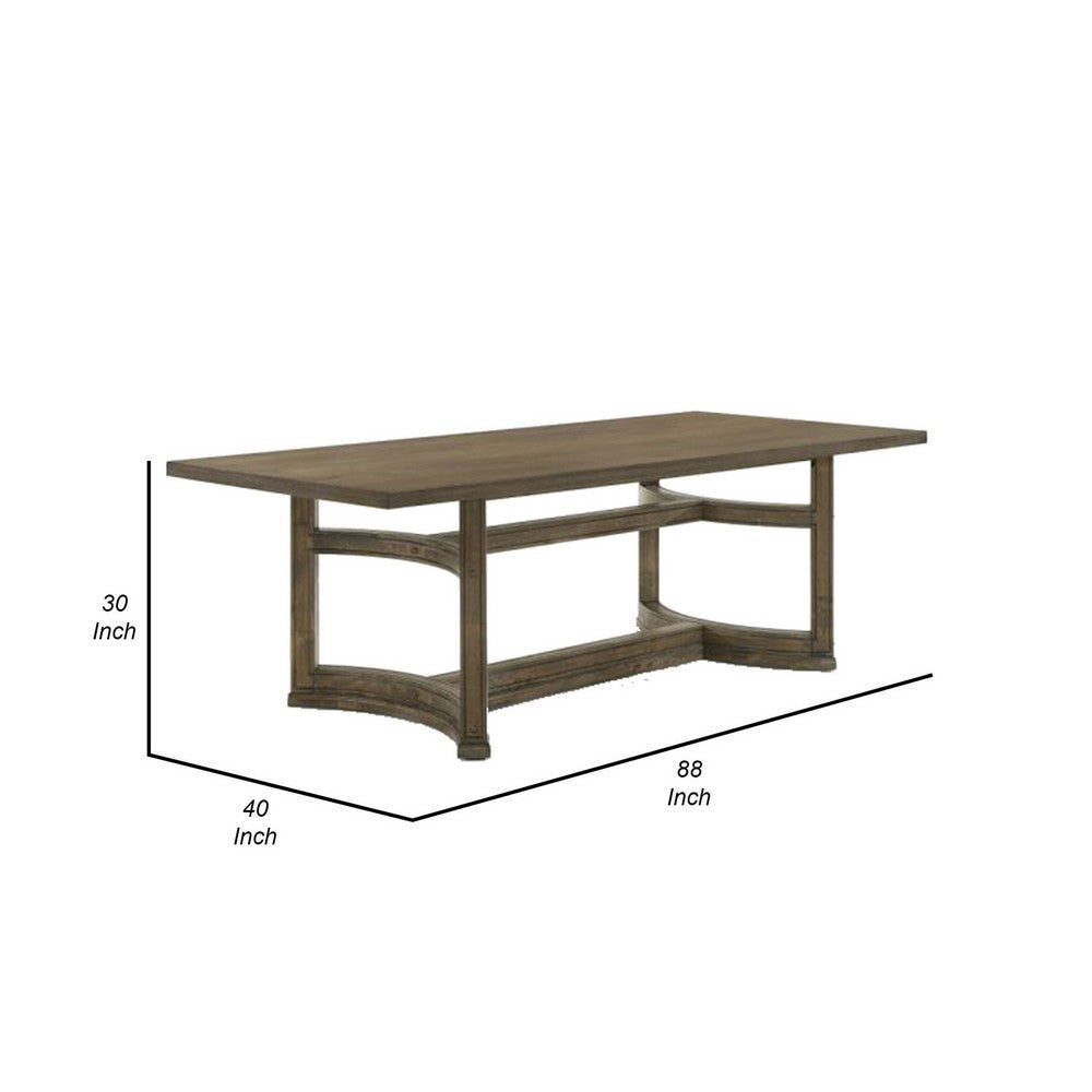 Stacy 88 Inch Dining Table, Rectangular Top, Rubberwood, Weathered Oak By Casagear Home