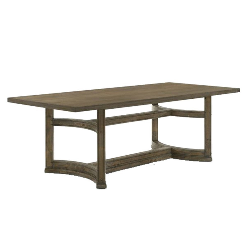 Stacy 88 Inch Dining Table, Rectangular Top, Rubberwood, Weathered Oak By Casagear Home