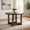 Stacy 47 Inch Dining Table, Round Tabletop, Rubberwood, Weathered Oak  By Casagear Home