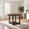 Stacy 47 Inch Dining Table, Round Tabletop, Rubberwood, Weathered Oak  By Casagear Home