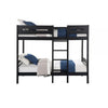 Asin Twin Bunk Bed with Front Facing Ladder Solid Pine Wood Black Finish By Casagear Home BM309654