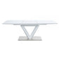 63-86 Inch Dining Table Butterfly Extension Leaf V-Shaped Base White By Casagear Home BM309656