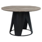 Nori 47 Inch Dining Table, Pedestal Base, Antique Oak Brown and Black By Casagear Home