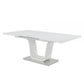 Kami 64-78 Inch Extendable Dining Table Butterfly Leaf U-Shaped White By Casagear Home BM309661