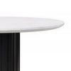 Jerry 54 Inch Dining Table, Round Faux Marble Top, Black Pedestal Base By Casagear Home