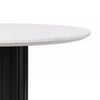 Jerry 54 Inch Dining Table Round Faux Marble Top Black Pedestal Base By Casagear Home BM309662