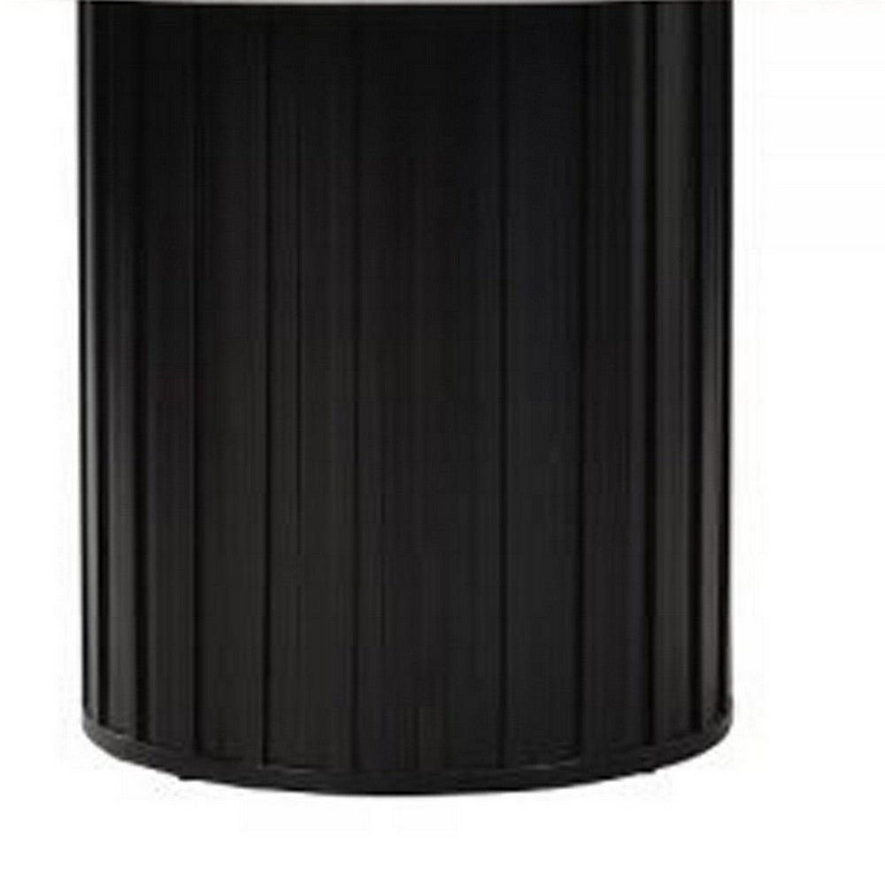 Jerry 54 Inch Dining Table, Round Faux Marble Top, Black Pedestal Base By Casagear Home