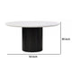 Jerry 54 Inch Dining Table, Round Faux Marble Top, Black Pedestal Base By Casagear Home