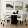 Jerry 54 Inch Dining Table, Round Faux Marble Top, Black Pedestal Base By Casagear Home