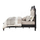 Chery King Size Bed with Button Tufted Headboard Beige Upholstery Black By Casagear Home BM309665