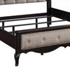 Chery King Size Bed with Button Tufted Headboard Beige Upholstery Black By Casagear Home BM309665