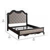 Chery King Size Bed with Button Tufted Headboard Beige Upholstery Black By Casagear Home BM309665