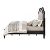 Chery Queen Size Bed with Button Tufted Headboard Beige Upholstery Black By Casagear Home BM309666