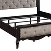 Chery Queen Size Bed with Button Tufted Headboard Beige Upholstery Black By Casagear Home BM309666