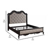 Chery Queen Size Bed with Button Tufted Headboard Beige Upholstery Black By Casagear Home BM309666