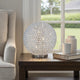 Hazel 17 Inch Table Lamp, Crystal, LED Globe Shade, Metal,  Clear Finish By Casagear Home