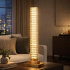 Lizy 24 Inch Tall, Thin Table Lamp, Crystal, LED Metal Frame, Antique Brass By Casagear Home