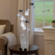 26 Inch Accent Table Lamp, Flower Vase Design, Metal, Chrome Finish By Casagear Home