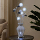 32 Inch Accent Table Lamp, Metal Flowers with Vase Design, Chrome Finish By Casagear Home
