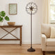 Quinn 63 Inch Accent Floor Lamp, Vintage Fan Design, Antique Bronze Finish By Casagear Home