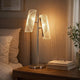 Spark 23 Inch Table Lamp with Metal Base and 2 Geometric Shades, Gold By Casagear Home