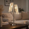 Spark 23 Inch Table Lamp with Metal Base and 2 Geometric Shades, Gold By Casagear Home