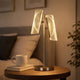 Spark 23 Inch Table Lamp with Metal Base and 2 Geometric Shades, Gold By Casagear Home
