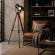 55 Inch Floor Lamp with Tripod Style Wood Frame, Spotlight, Brown and Black By Casagear Home