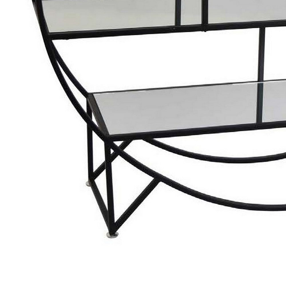 49 Inch 4 Tier Metal Plant Stand with Shelves Round Black Metal Frame By Casagear Home BM309721