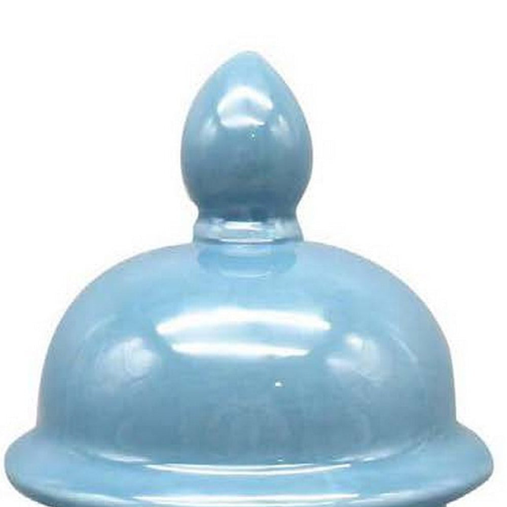 Teli 18 Inch Decorative Temple Ginger Jar Elegant Ceramic Glossy Blue By Casagear Home BM309724