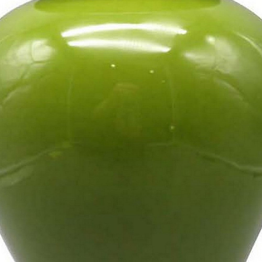 Teli 18 Inch Decorative Temple Ginger Jar Smooth Ceramic Glossy Green By Casagear Home BM309725