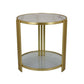 Lee 20 Inch Plant Stand Round White Marble Top Open Metal Frame Gold By Casagear Home BM309756