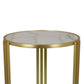 Lee 20 Inch Plant Stand Round White Marble Top Open Metal Frame Gold By Casagear Home BM309756