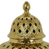 Deni 18 Inch Temple Jar Pierced Carved Lattice Design Lid Gold By Casagear Home BM309796