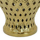 Deni 18 Inch Temple Jar Pierced Carved Lattice Design Lid Gold By Casagear Home BM309796