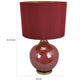 Gia 32 Inch Table Lamp Drum Shade Curved Round Glass Body Red Finish By Casagear Home BM309832