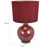 Gia 32 Inch Table Lamp Drum Shade Curved Round Glass Body Red Finish By Casagear Home BM309832